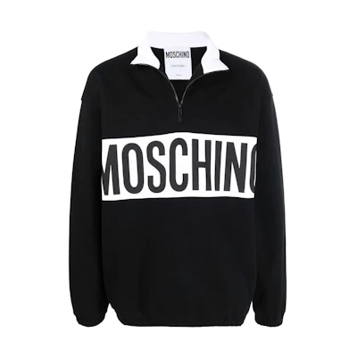 MOSCHINO FW22 Logo Zip-Up Hoodie Jacket Black A1714-2028-2555