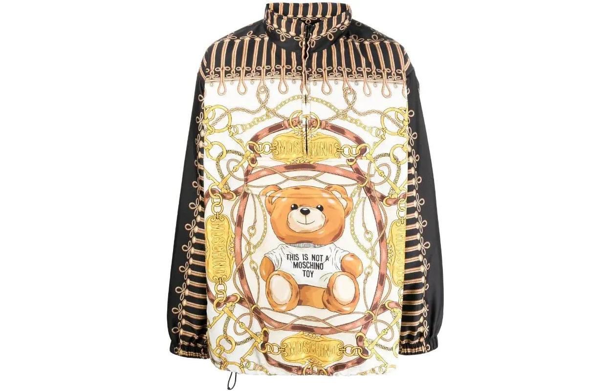 MOSCHINO FW22 Logo Zip Pullover Jacket Black V063552571003