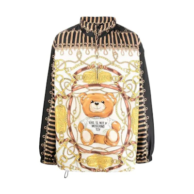 MOSCHINO FW22 Logo Zip Pullover Jacket Black V063552571003