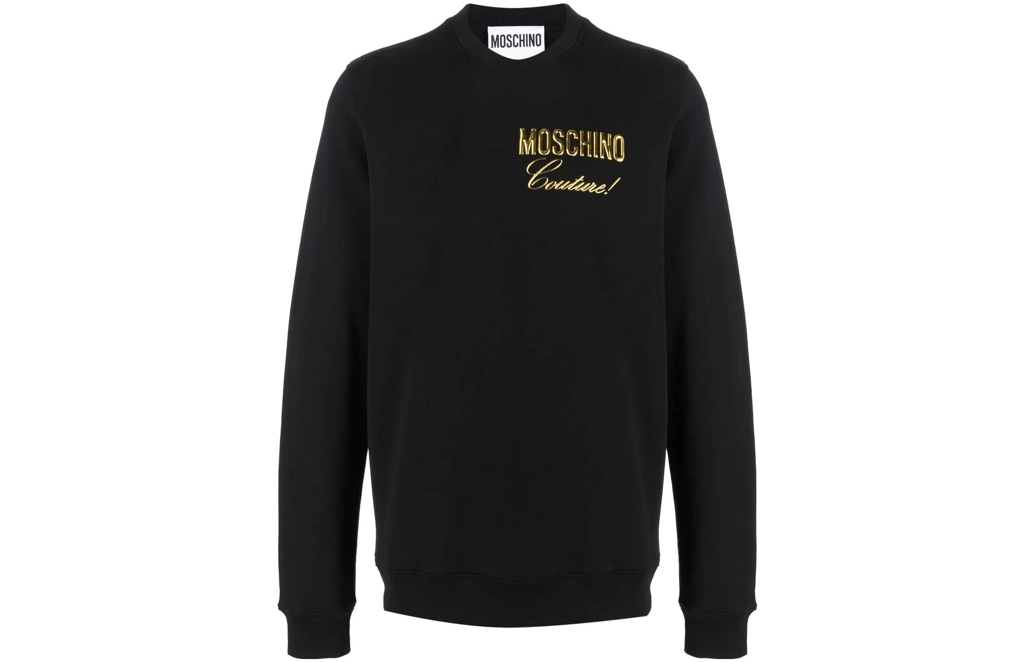 MOSCHINO FW22 Metal Logo Print Sailor Collar Sweatshirt Men’s Black A1785-7228-2555