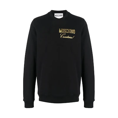 MOSCHINO FW22 Metal Logo Print Sailor Collar Sweatshirt Men’s Black A1785-7228-2555