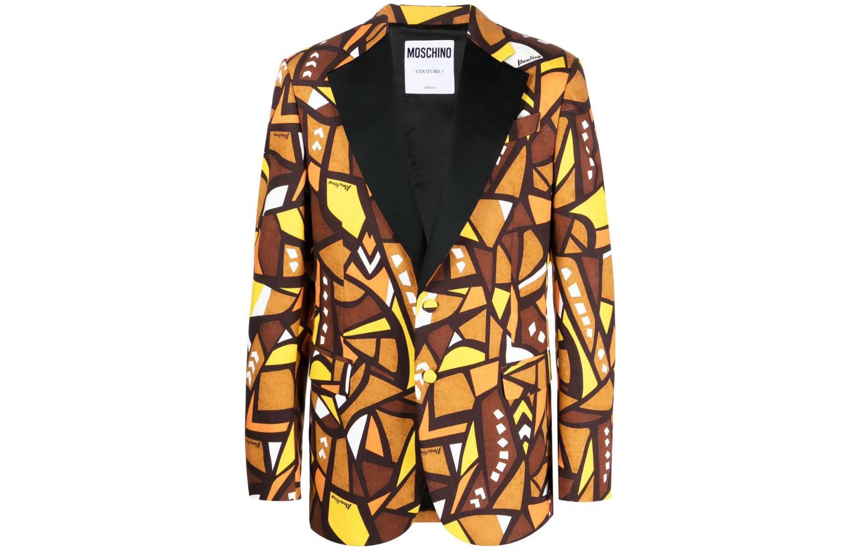 Order MOSCHINO 男士 2022秋冬马赛克印花橙色对比领单排扣西装外套 A0511-2062-1002