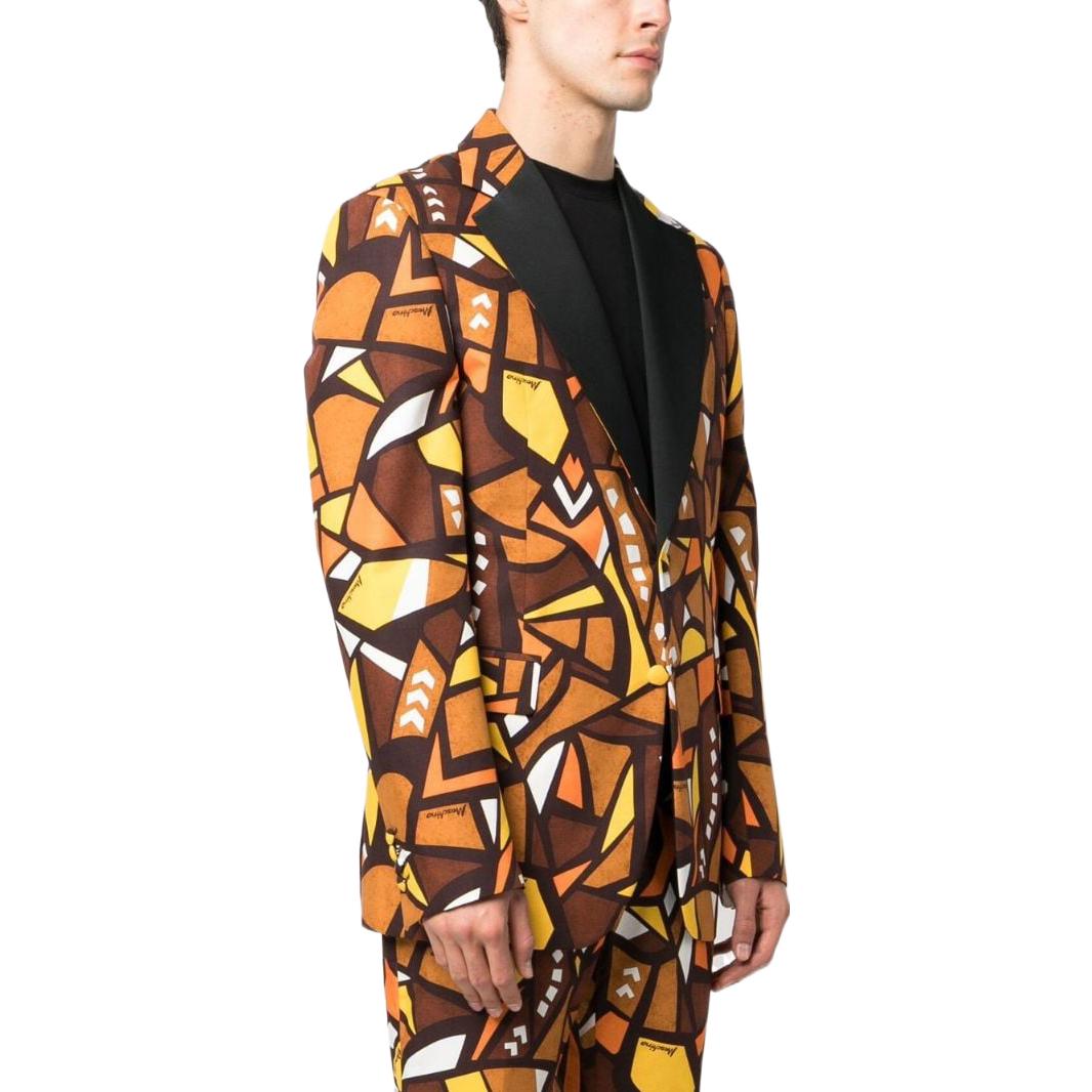 Purchase MOSCHINO 男士 2022秋冬马赛克印花橙色对比领单排扣西装外套 A0511-2062-1002