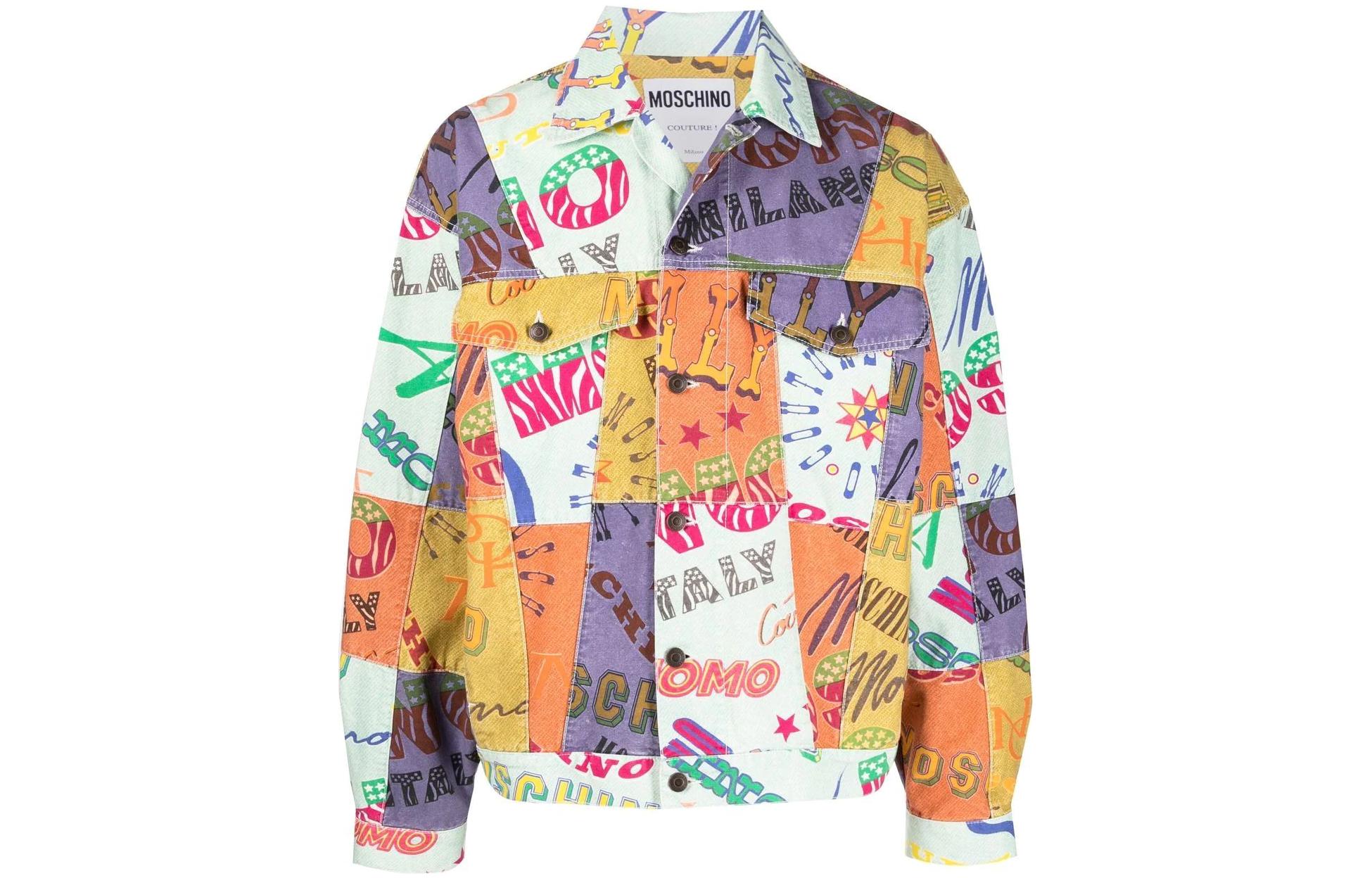 MOSCHINO FW22 Multicolor Patchwork Denim Jacket Men’s Floral Design A0624-7055-1888