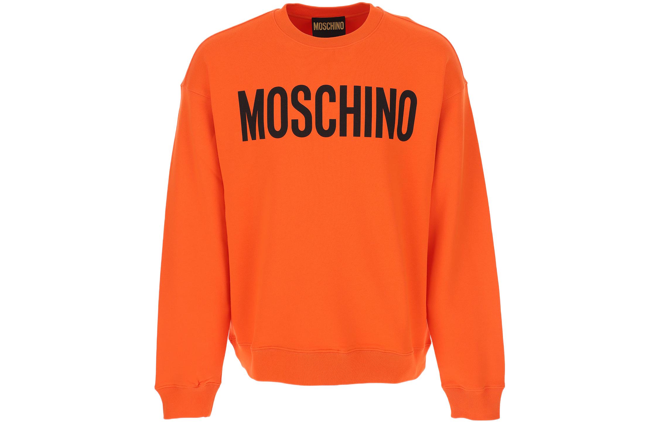 MOSCHINO FW22 Orange Crewneck Logo Print Long Sleeve Sweatshirt Men A1701-5228-1041