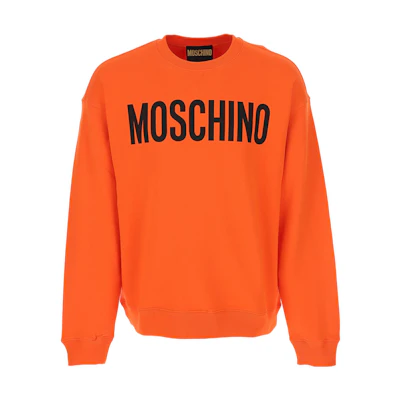 MOSCHINO FW22 Orange Crewneck Logo Print Long Sleeve Sweatshirt Men A1701-5228-1041