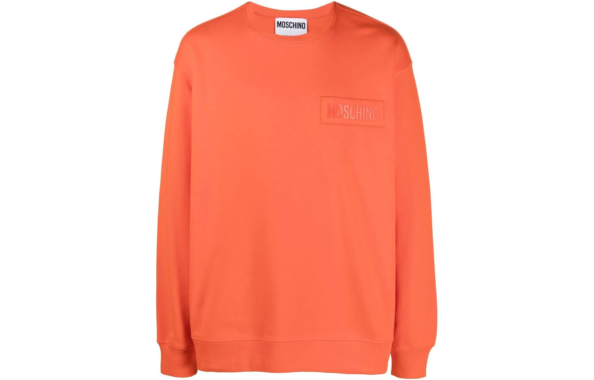 MOSCHINO FW22 Orange Crewneck Sweatshirt with Chest Logo Print for Men A1709-5228-1041