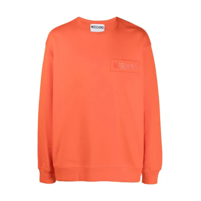 MOSCHINO FW22 Orange Crewneck Sweatshirt with Chest Logo Print for Men A1709-5228-1041