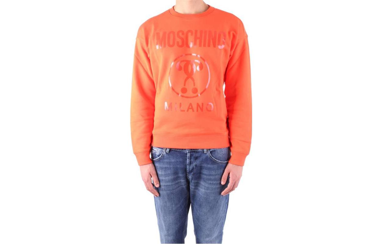 MOSCHINO FW22 Orange Logo Print Crewneck Long Sleeve Sweatshirt A1702-5228-0041