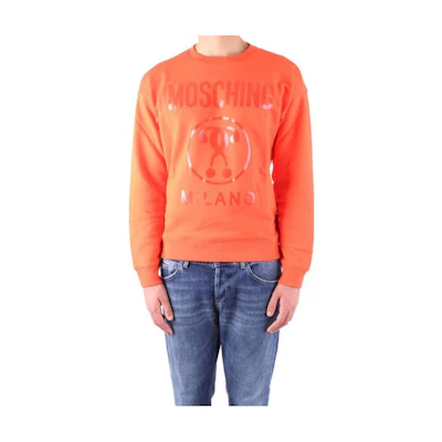 MOSCHINO FW22 Orange Logo Print Crewneck Long Sleeve Sweatshirt A1702-5228-0041
