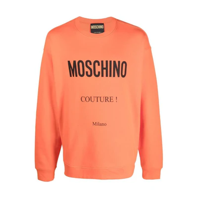 MOSCHINO FW22 Orange Logo Print Crewneck Pullover Sweatshirt Men A170552281041