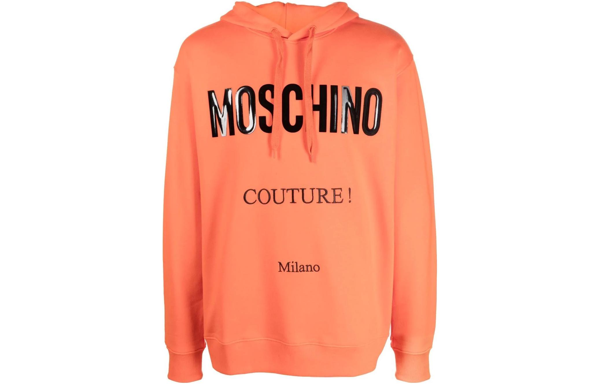 MOSCHINO FW22 Orange Logo Print Long Sleeve Hoodie Men’s A1720-5228-1041