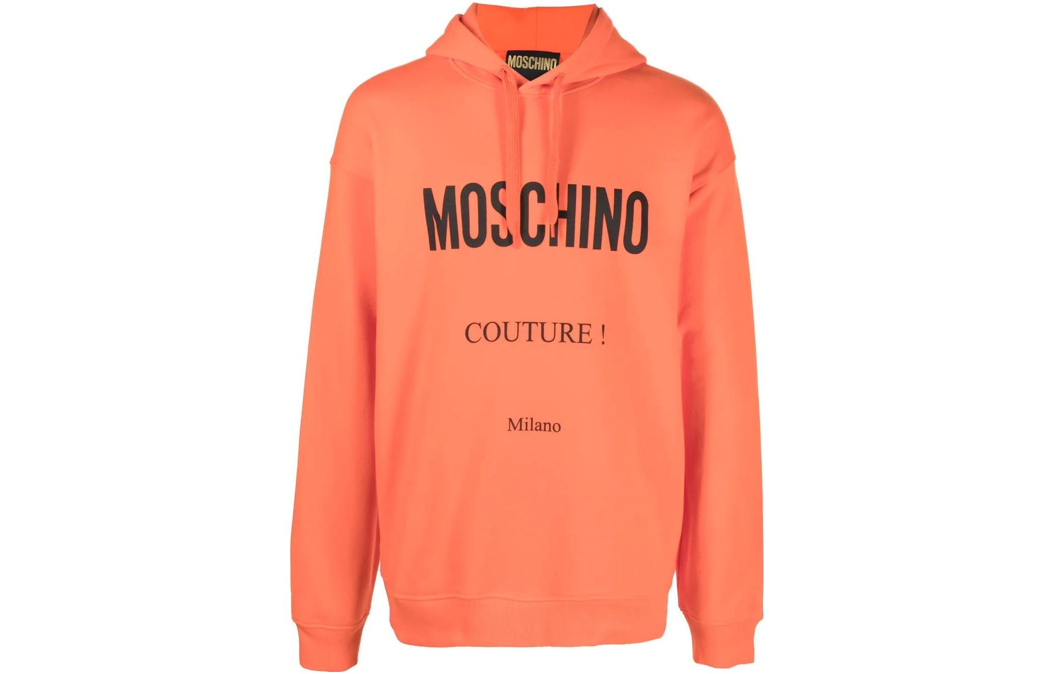 MOSCHINO FW22 Orange Logo Print Pullover Hoodie A1706-5228-1041