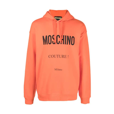 MOSCHINO FW22 Orange Logo Print Pullover Hoodie A1706-5228-1041