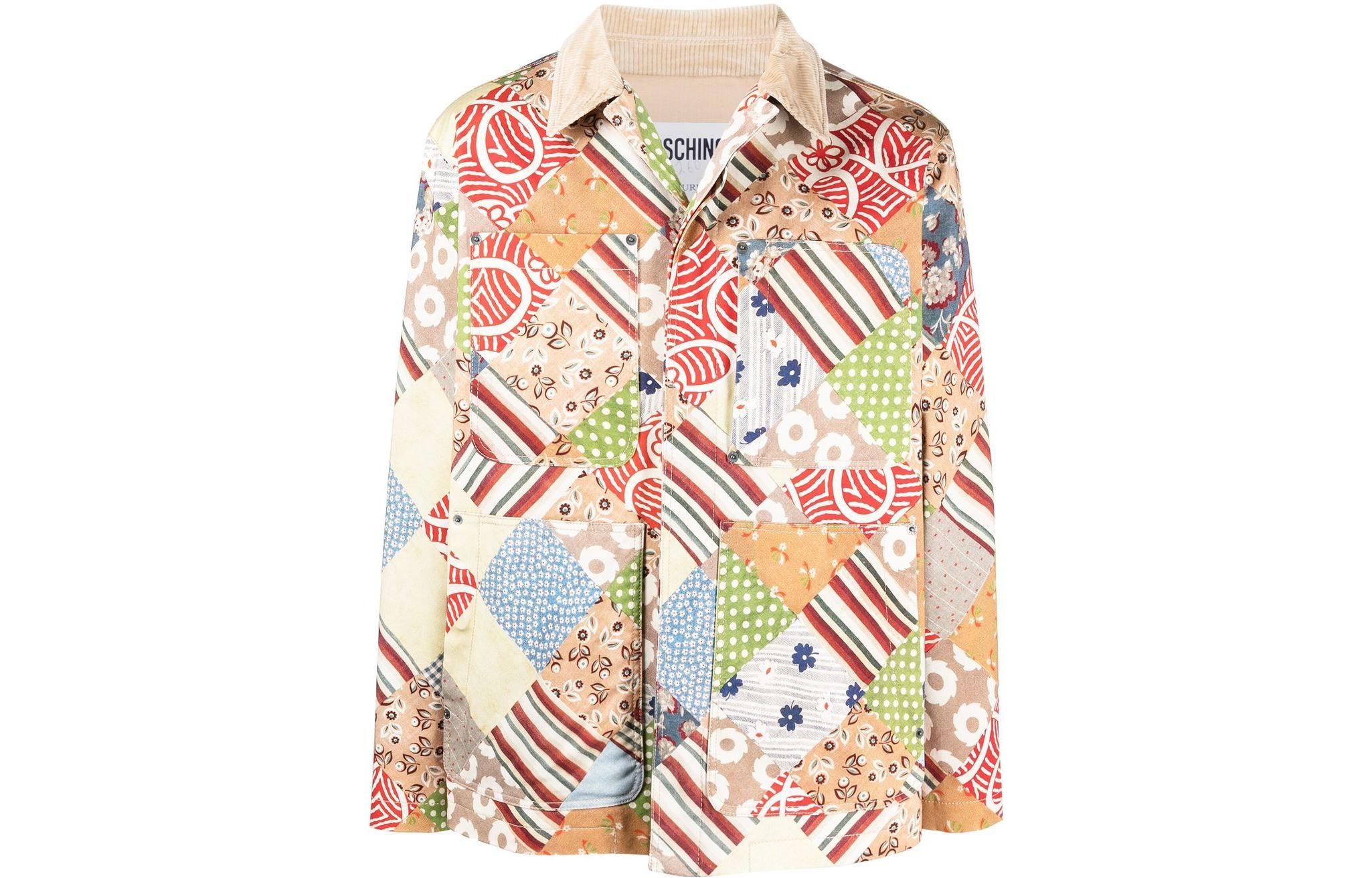 MOSCHINO FW22 Patchwork Long Sleeve Jacket Beige Menswear J0621-7058-2888