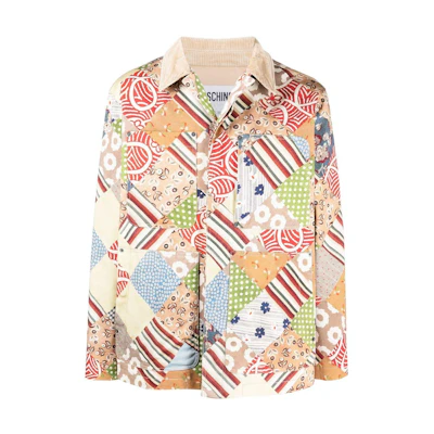 MOSCHINO FW22 Patchwork Long Sleeve Jacket Beige Menswear J0621-7058-2888