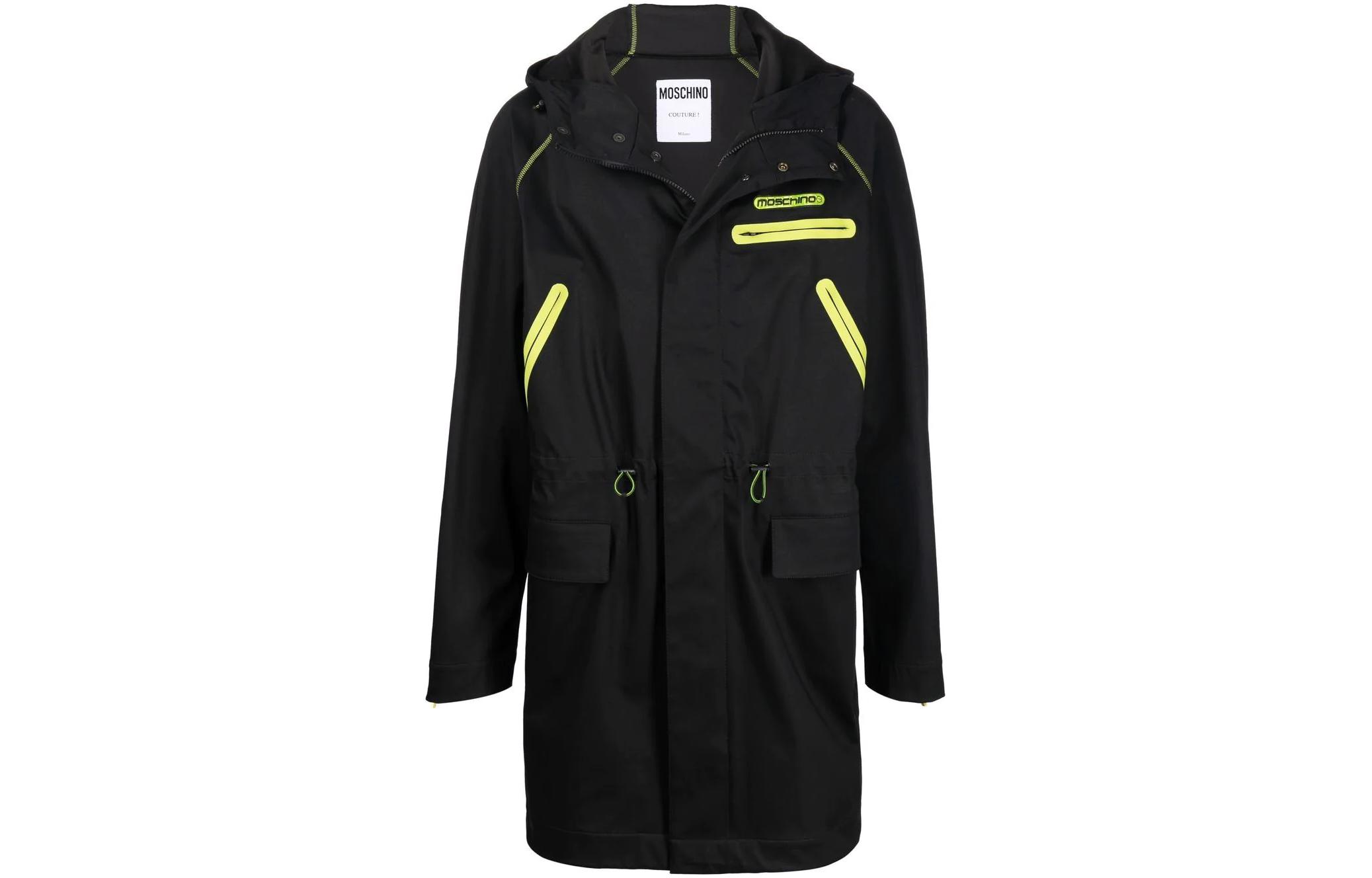 MOSCHINO FW22 Patchwork Zip Hoodie Jacket Black Mens A0611-2011-1555