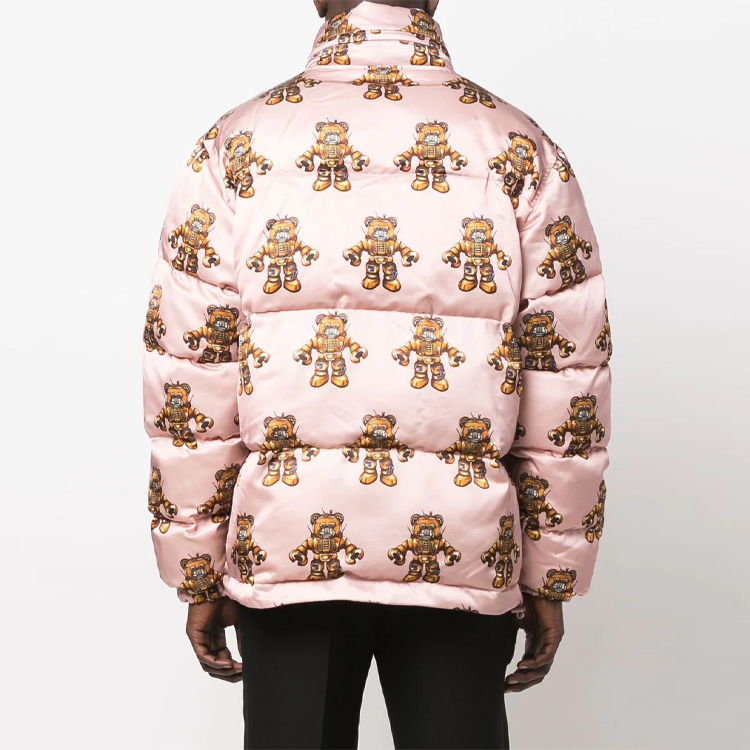 Shop Jaket Katun Leher Tinggi Pola MOSCHINO FW22 Pink Fashion V0604-7050-1187