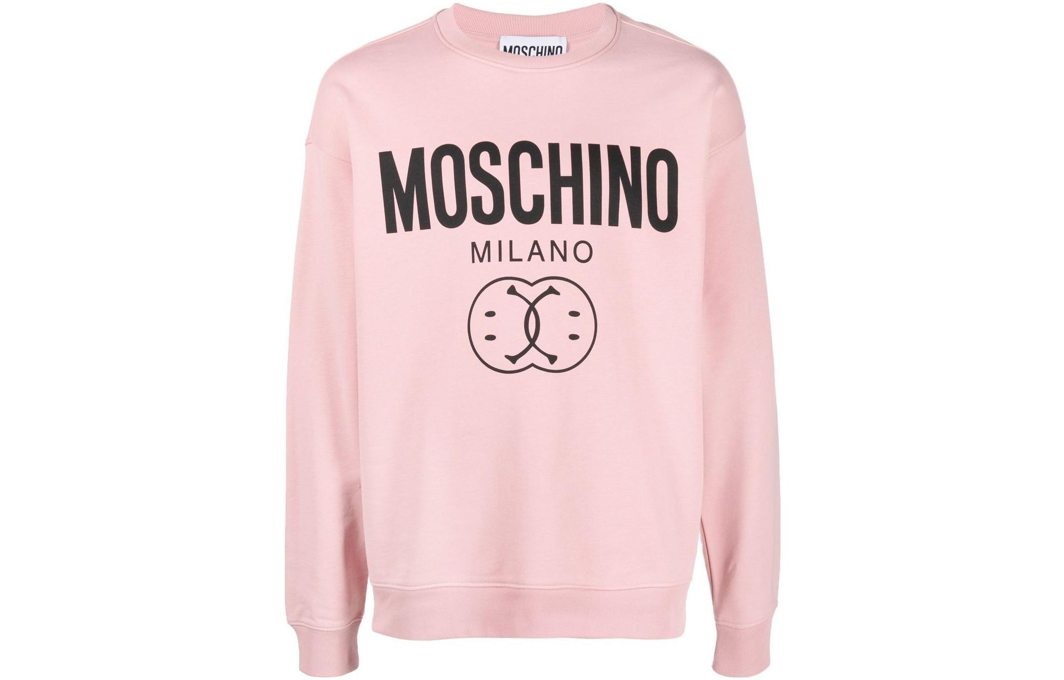 MOSCHINO FW22 Pink Logo Crewneck Pullover Sweatshirt Men’s J1726-7028-1187