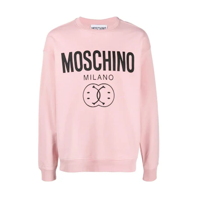 MOSCHINO FW22 Pink Logo Crewneck Pullover Sweatshirt Men’s J1726-7028-1187