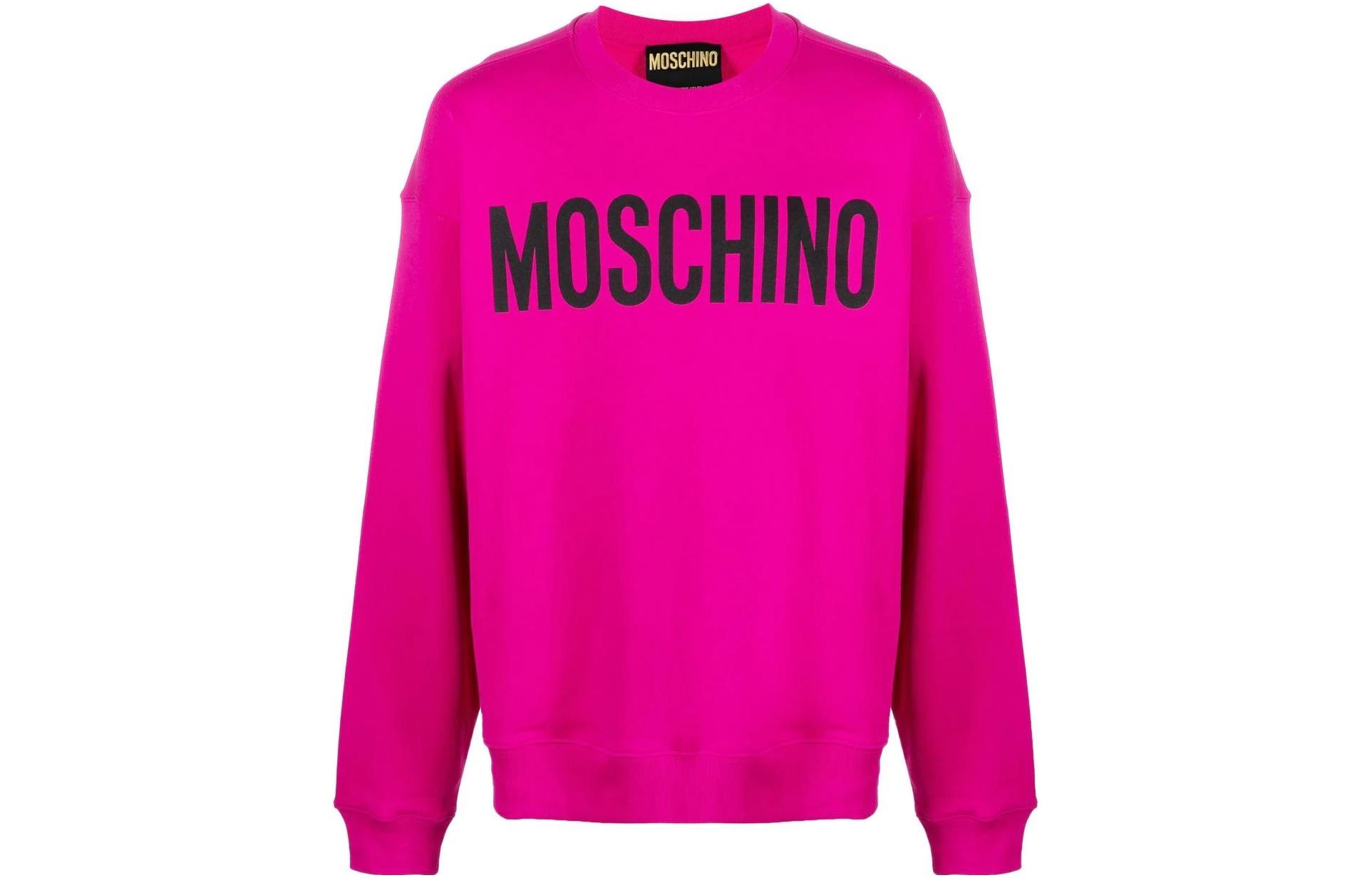 MOSCHINO FW22 Pink Logo Print Crewneck Sweatshirt Fashion A1701-5228-1244