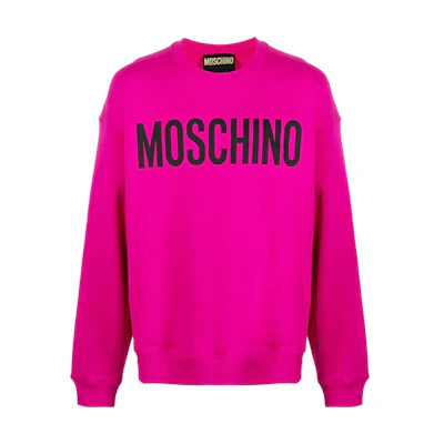 MOSCHINO FW22 Pink Logo Print Crewneck Sweatshirt Fashion A1701-5228-1244