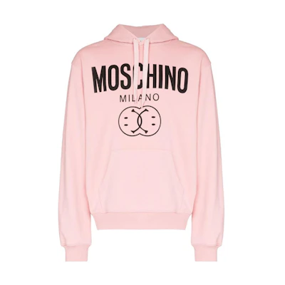 MOSCHINO FW22 Pink Logo Print Pullover Hoodie J17107028J118
