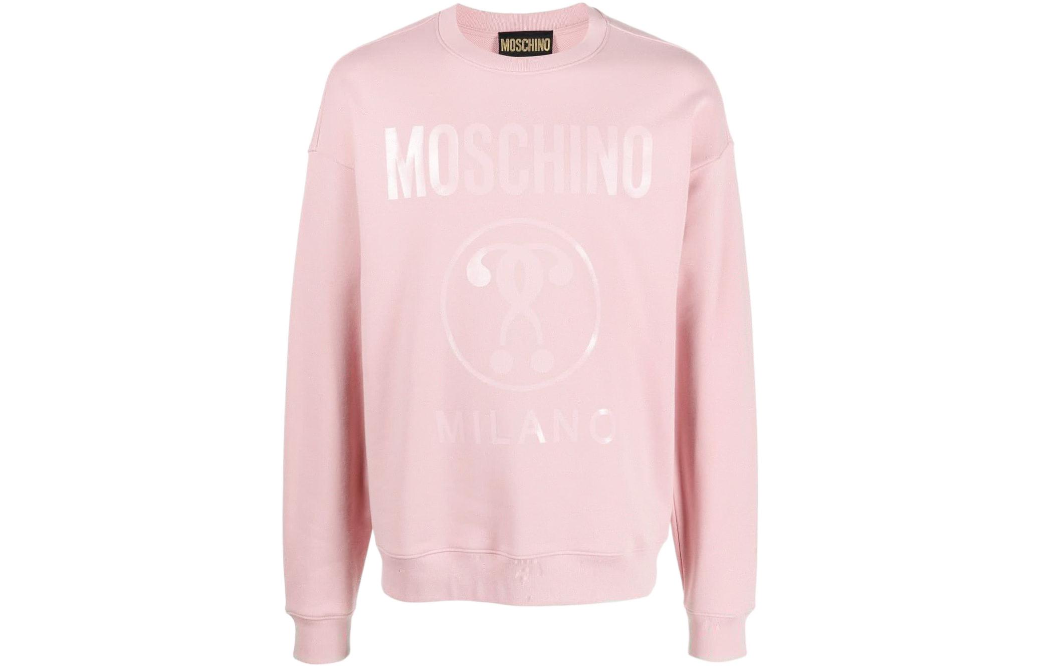 MOSCHINO FW22 Pink Sweatshirt with Logo Print Crewneck Long Sleeve A1702-7028-0187