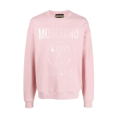 MOSCHINO FW22 Pink Sweatshirt with Logo Print Crewneck Long Sleeve A1702-7028-0187