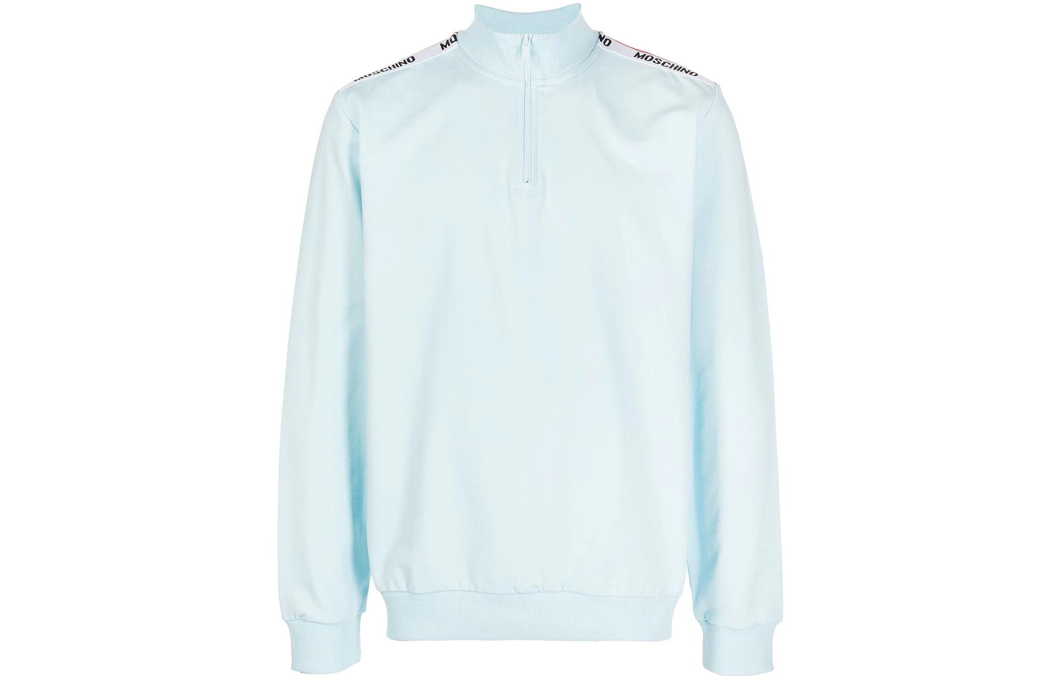 MOSCHINO FW22 Plain Logo Zip-Up Sweatshirt Jacket Light Blue - A1720-8102-0332