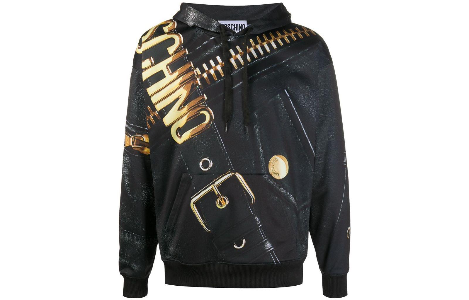 MOSCHINO FW22 Printed Pullover Hoodie Black A1711-5259-1555