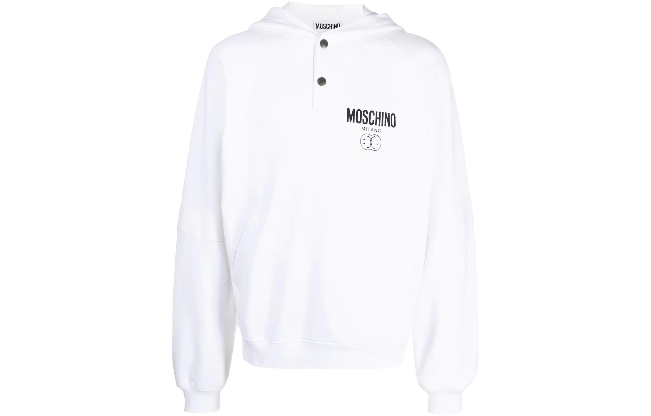 MOSCHINO FW22 Pullover Hoodie White with Letter Logo Design J1711-7028-2001