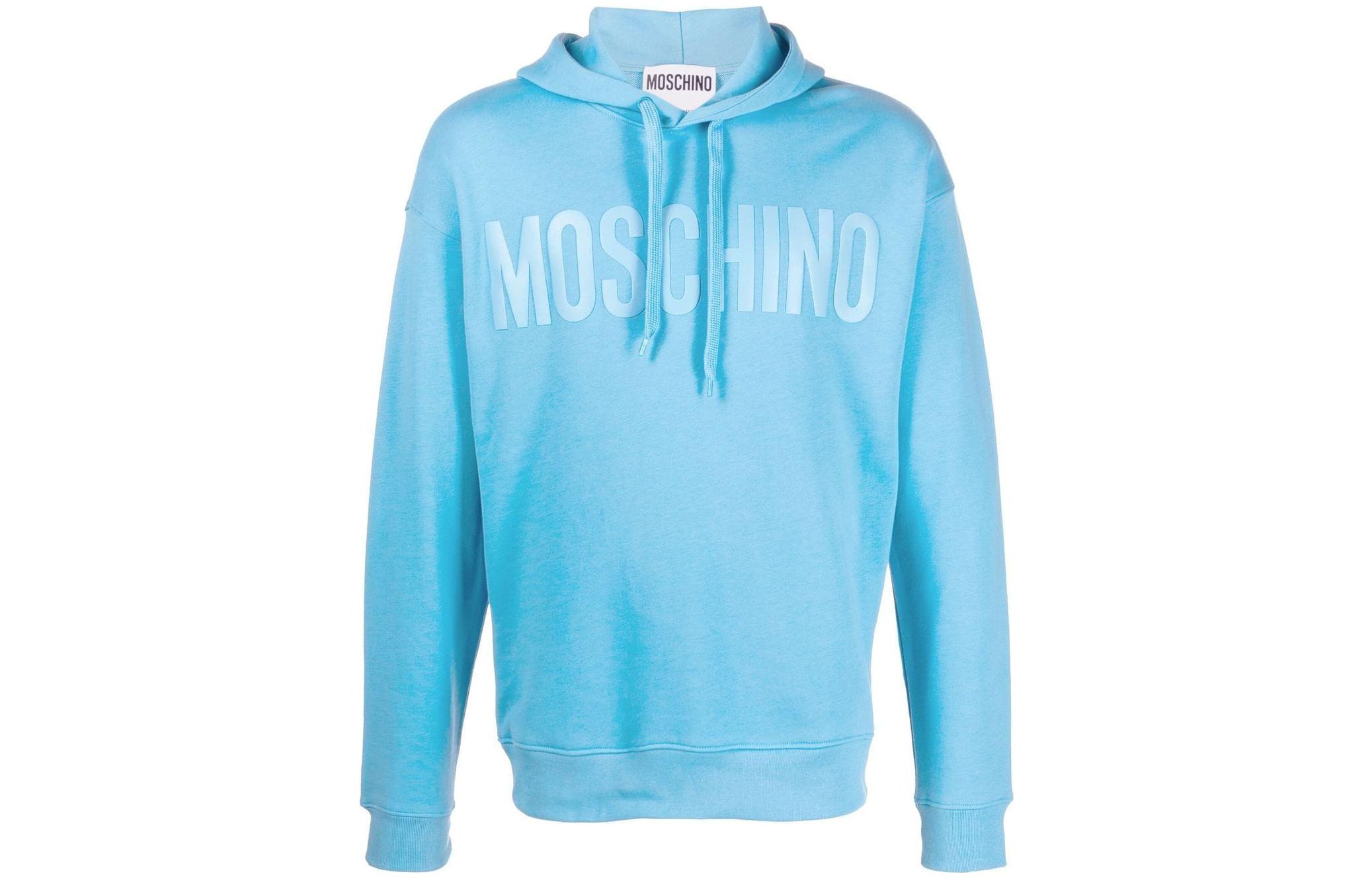 MOSCHINO FW22 Solid Color Logo Print Hoodie Blue () J1722-2028-0304