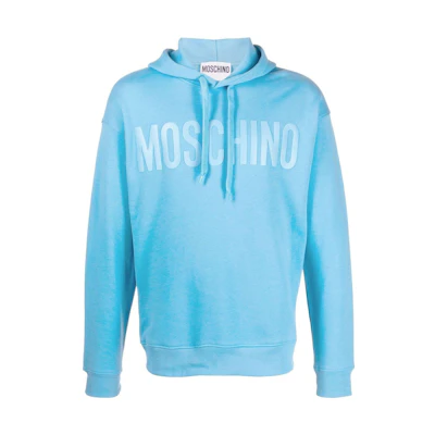 MOSCHINO FW22 Solid Color Logo Print Hoodie Blue () J1722-2028-0304