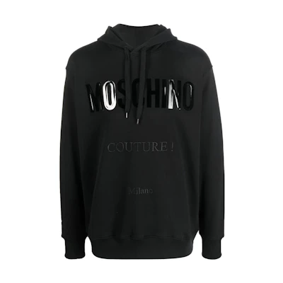 MOSCHINO FW22 Solid Color Logo Print Hoodie for Men - Black A1720-5228-1555