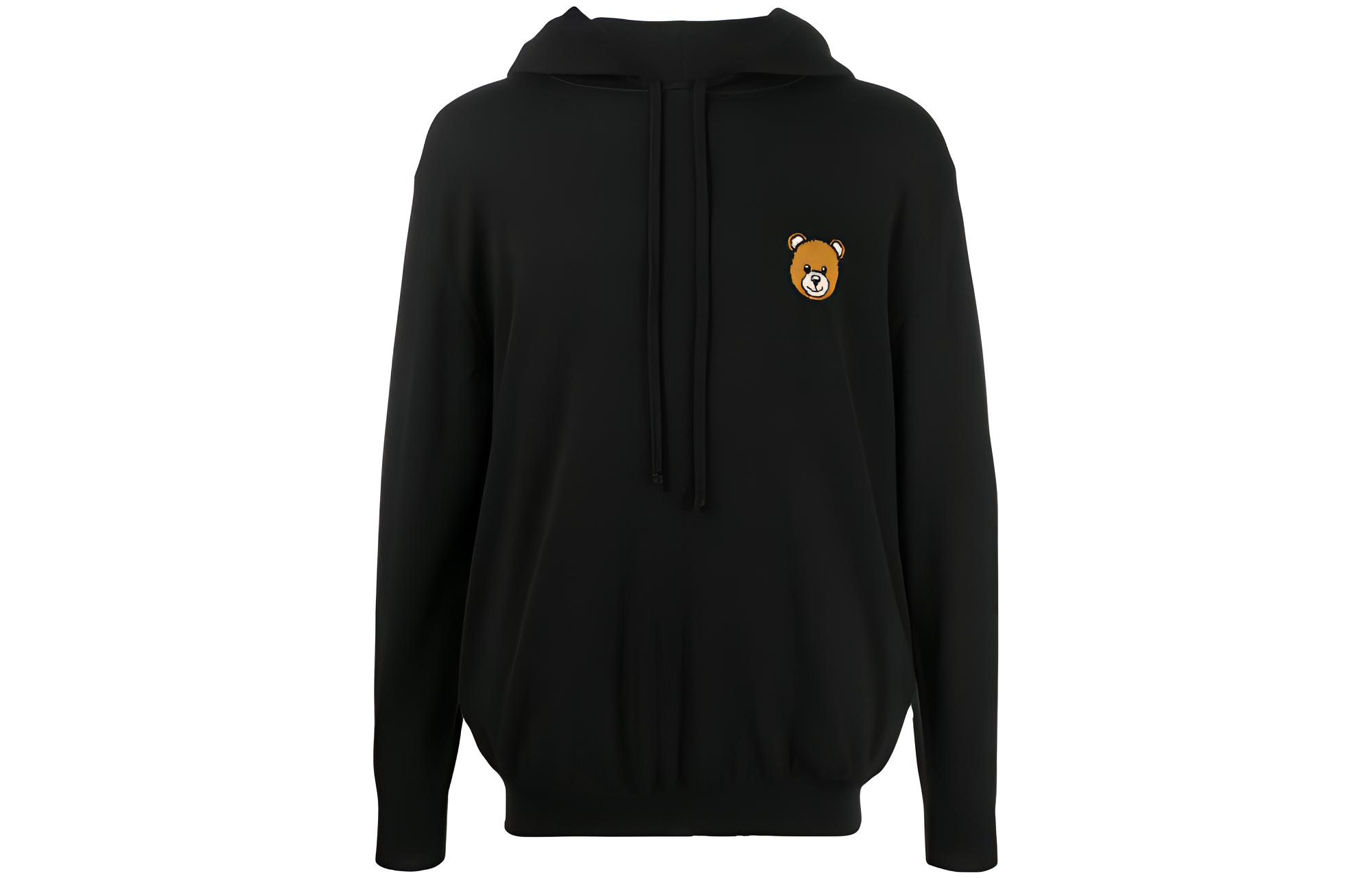 MOSCHINO FW22 Solid Color Teddy Knit Hoodie Black () J0914-7000-0555