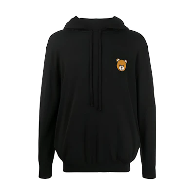 MOSCHINO FW22 Solid Color Teddy Knit Hoodie Black () J0914-7000-0555