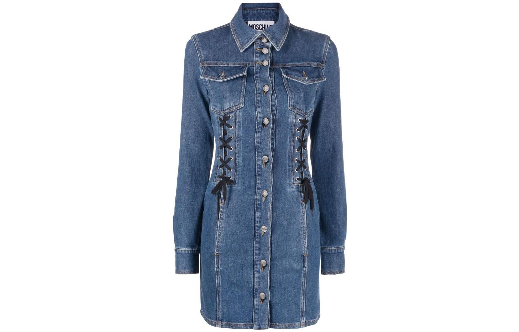 Order MOSCHINO FW22 經典牛仔長袖襯衫連衣裙 藍色 A0459-5522-0290