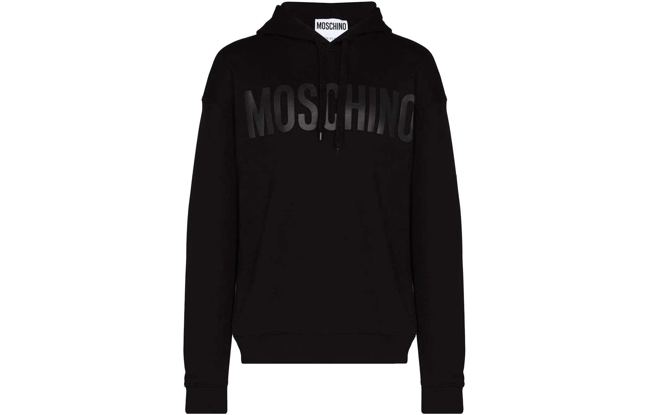 MOSCHINO FW22 Solid Letter Logo Pullover Hoodie Black () A1722-2028-0555
