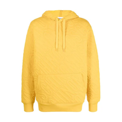 MOSCHINO FW22 Solid Logo Embroidered Drawstring Hoodie Yellow () A172870281028