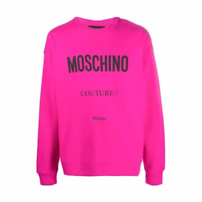 MOSCHINO FW22 Solid Logo Print Long-Sleeve Sweatshirt Men’s Rose Pink A170552281244