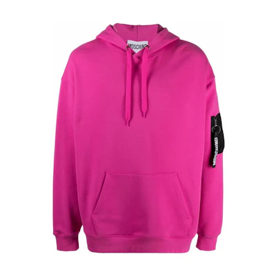 MOSCHINO FW22 Solid Pink Hoodie Jacket with Zipper Pocket Details A1725-7027-4235