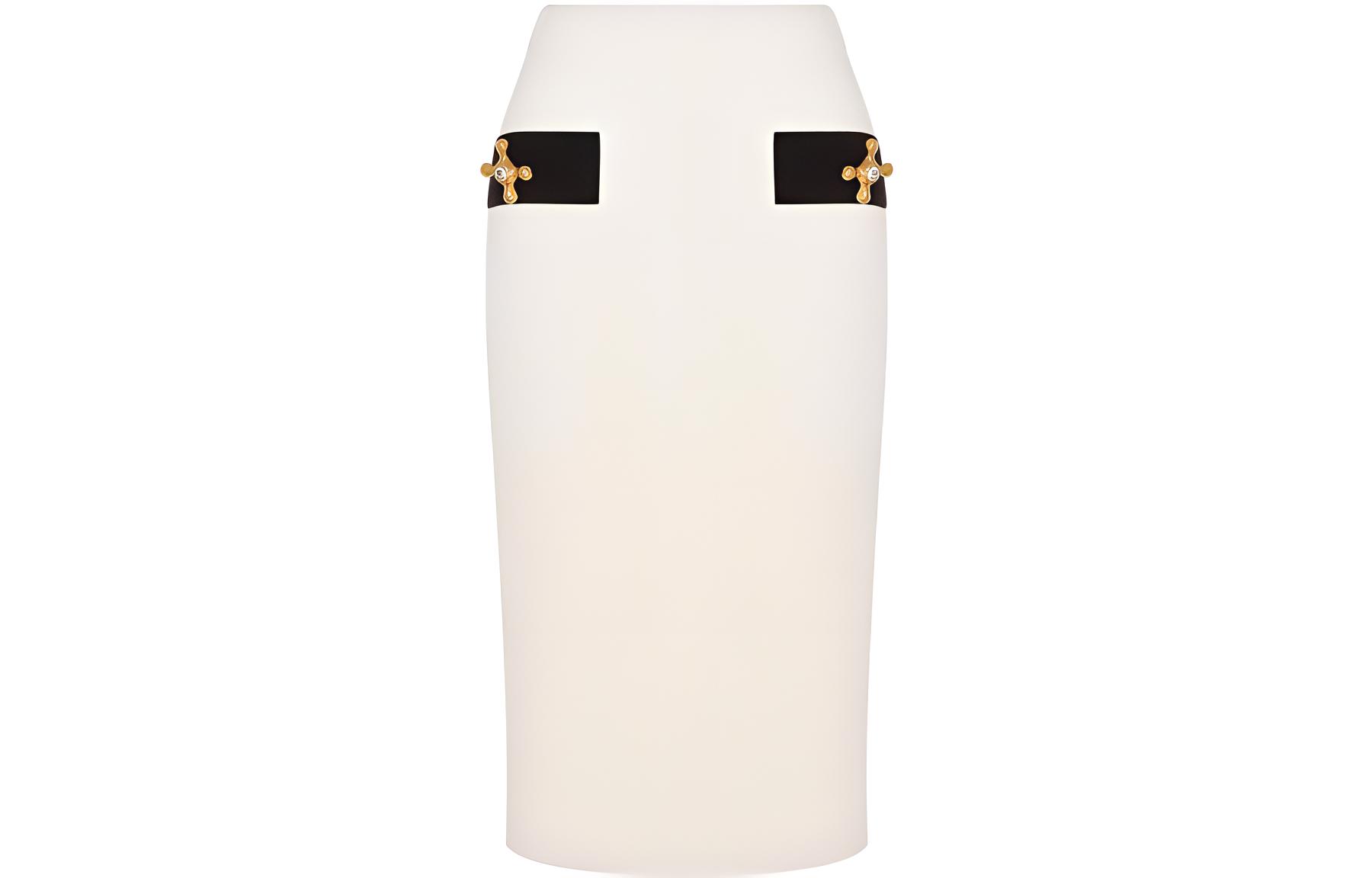 MOSCHINO FW22 Solid White Mid-Length Straight Skirt. AEF222D-J01015418