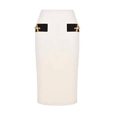 MOSCHINO FW22 Solid White Mid-Length Straight Skirt. AEF222D-J01015418