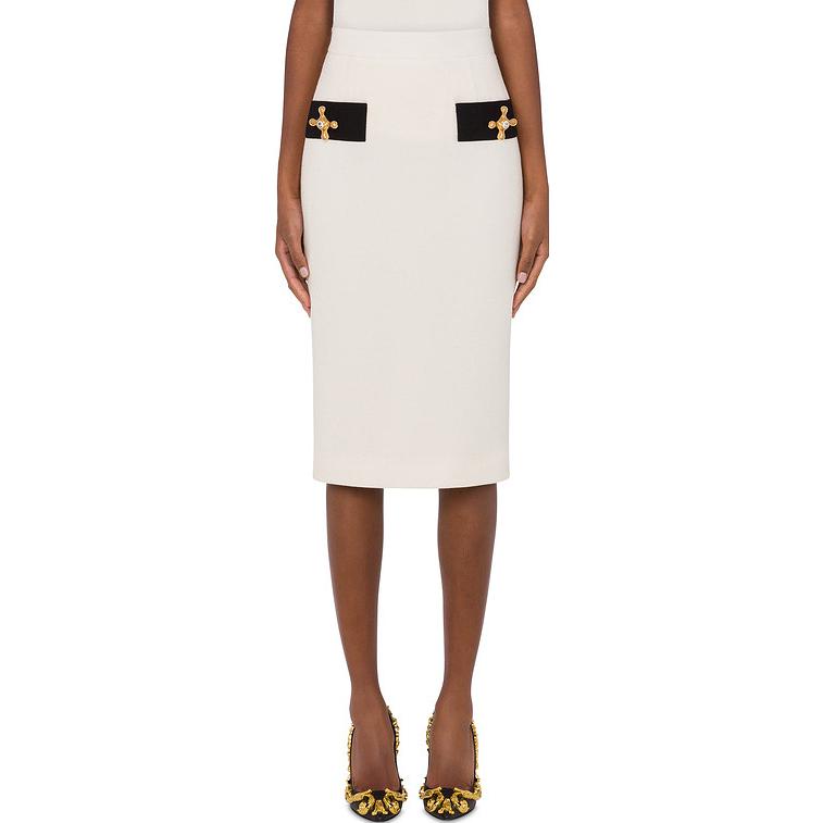 Lookbook MOSCHINO FW22純白中長直裙. AEF222D-J01015418