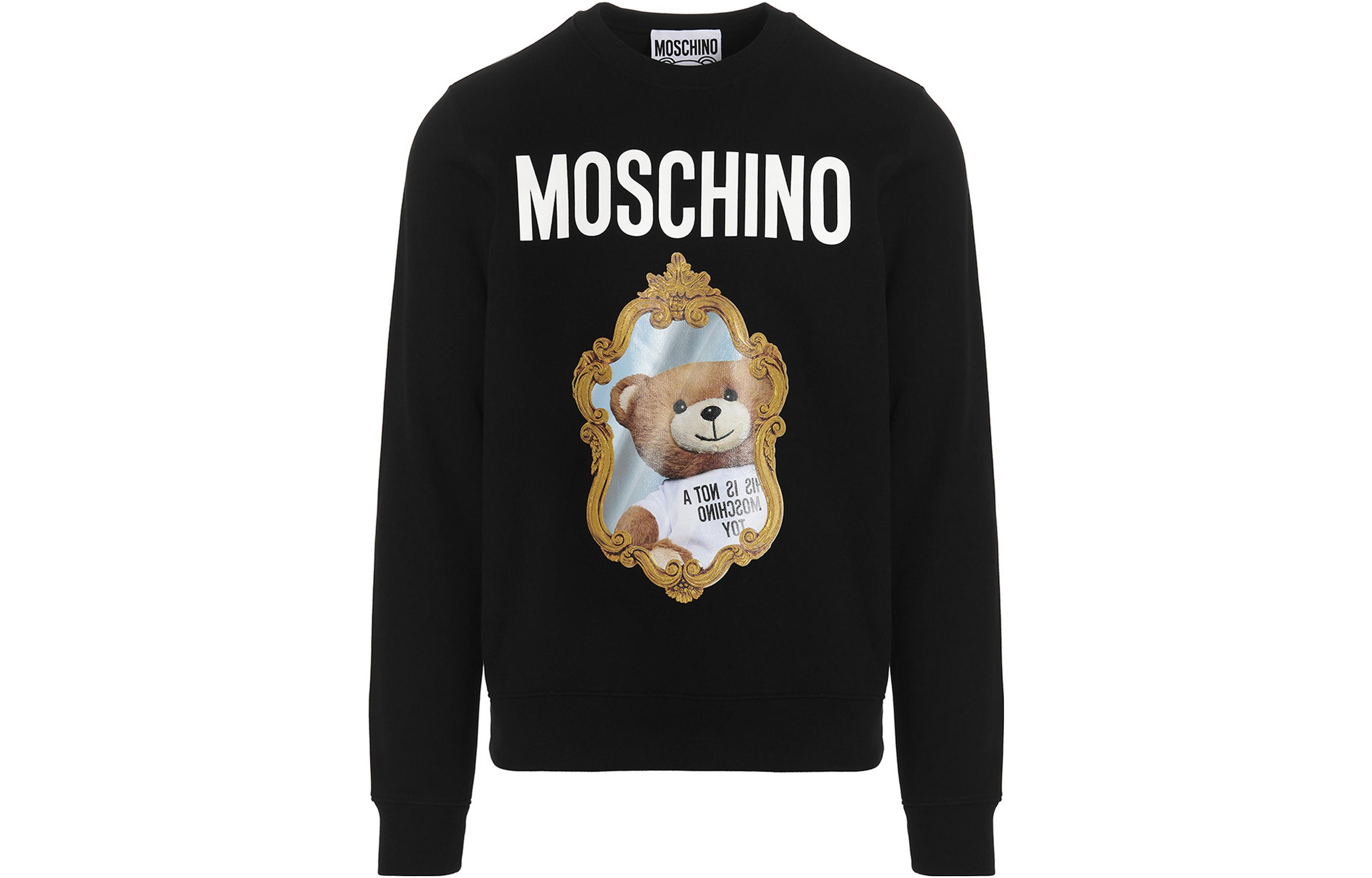 MOSCHINO FW22 Teddy Bear Logo Print Pullover Sweatshirt Black V1787-7228-7555