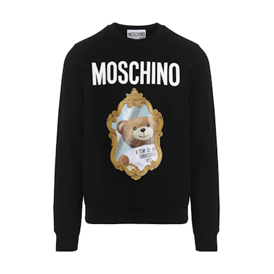 MOSCHINO FW22 Teddy Bear Logo Print Pullover Sweatshirt Black V1787-7228-7555