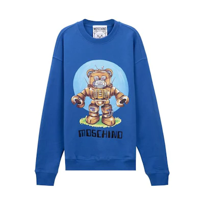Moschino FW22 Teddy Bear Print Crewneck Sweatshirt Men’s Blue AEF222ZRV17277028-1298
