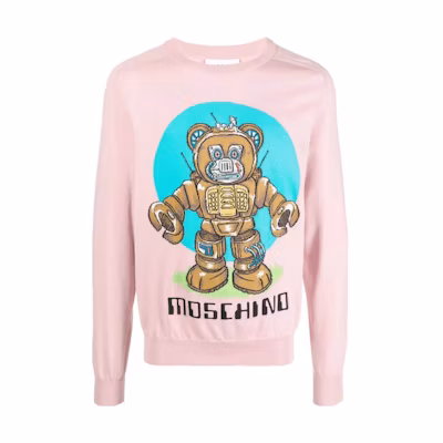 MOSCHINO FW22 Teddy Bear Print Crewneck Sweatshirt Pink - Fashion V0920-7001-1187