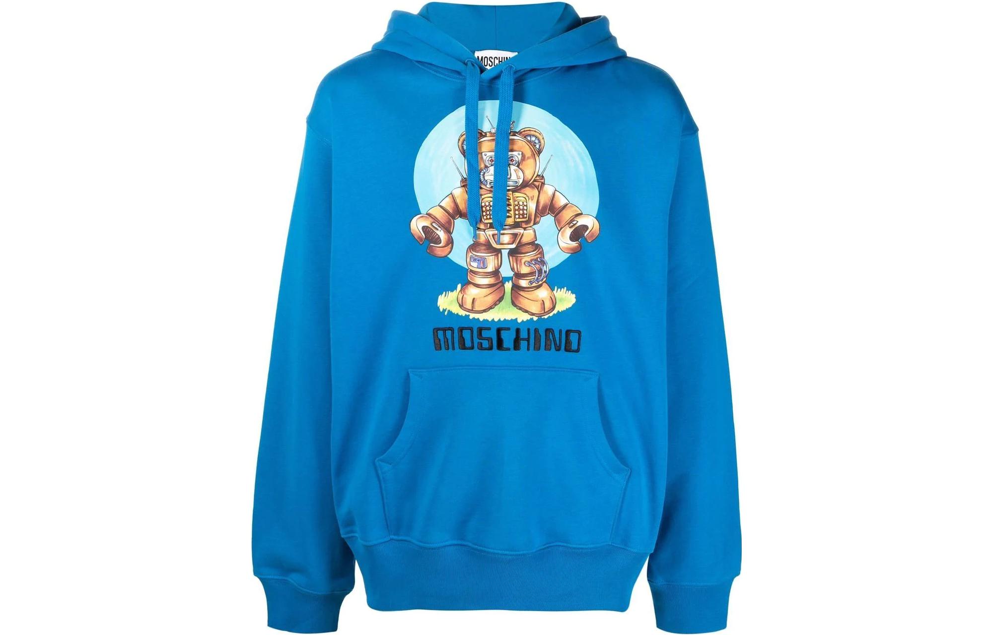 MOSCHINO FW22 Teddy Bear Print Loose Fit Hoodie Blue () V1716-7028-1298